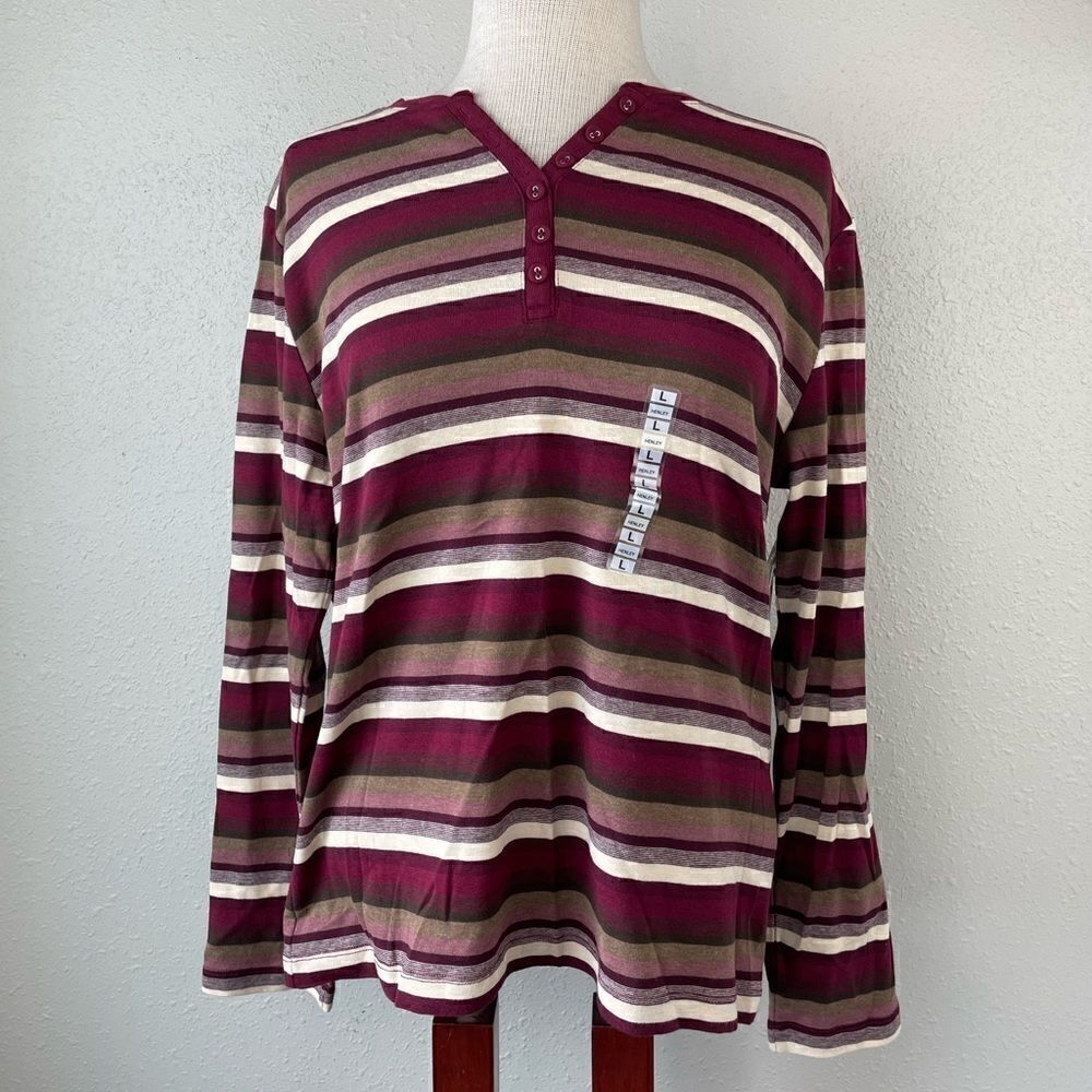 NWT PBX BASICS Womens Long Sleeve Cotton Blend Top Size L